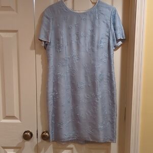 Talbots Light Blue Embroidered Knee length Dress